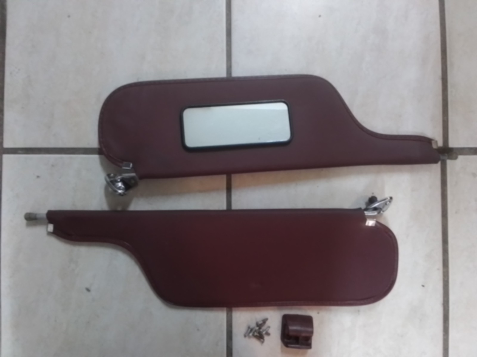 1975-1980 Ford Granada Sedan 4-Door Vinyl Maroon Sunvisors Pair Factory OEM
