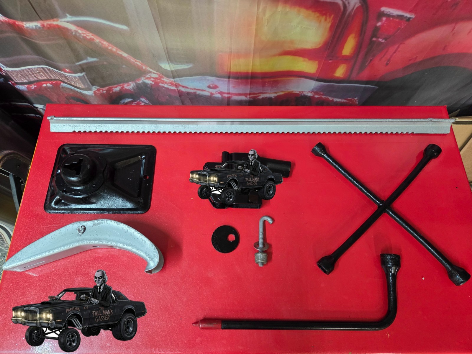 1969 Ford Thunderbird Lincoln Mark III Bumper Jack Kit Red Dipped Lug Wrench #2