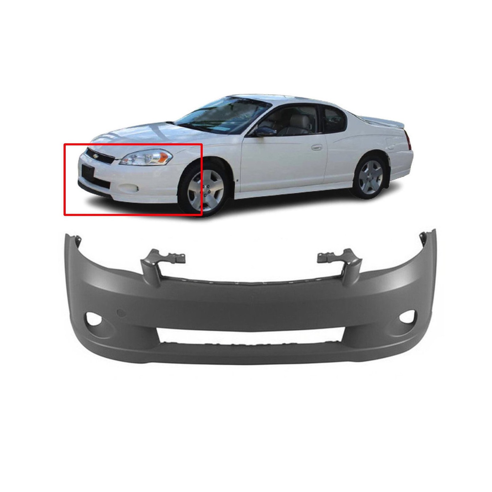 2006-2007 Chevrolet Monte Carlo Primed Front Bumper Cover GM1000765 89025784