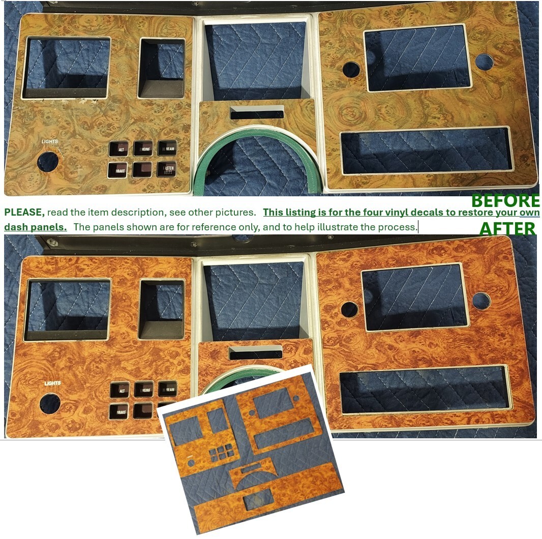 1975-1980 Mercury Monarch Dash Panel, Vinyl Restoration Decal Kit, Light Version