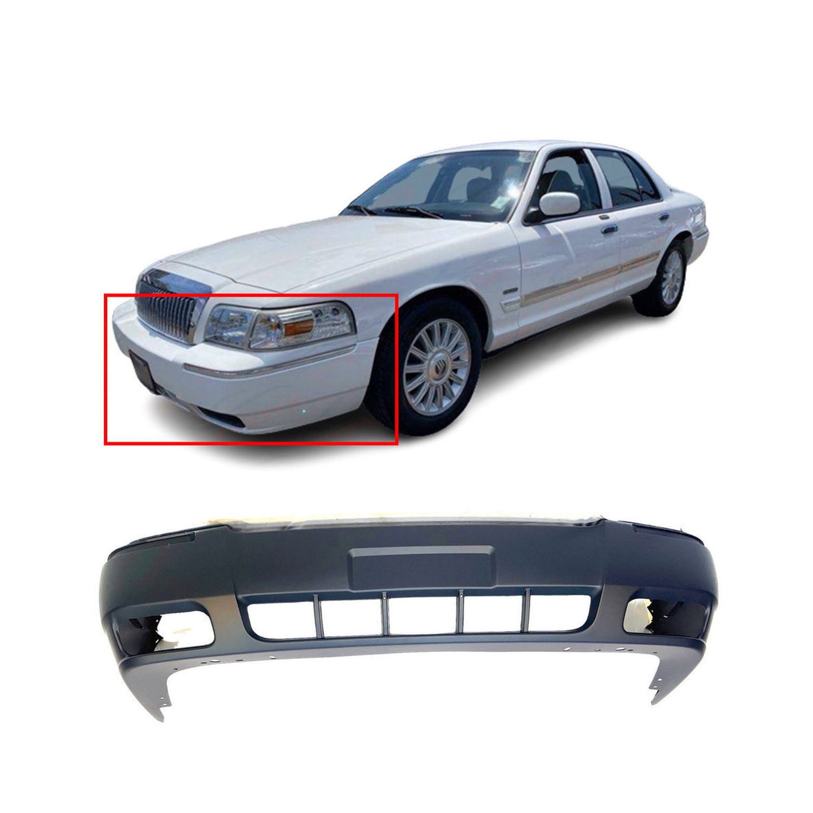 2006-2011 Mercury Grand Marquis Front Bumper Cover FO1000618 9W3Z17D957BAPTM