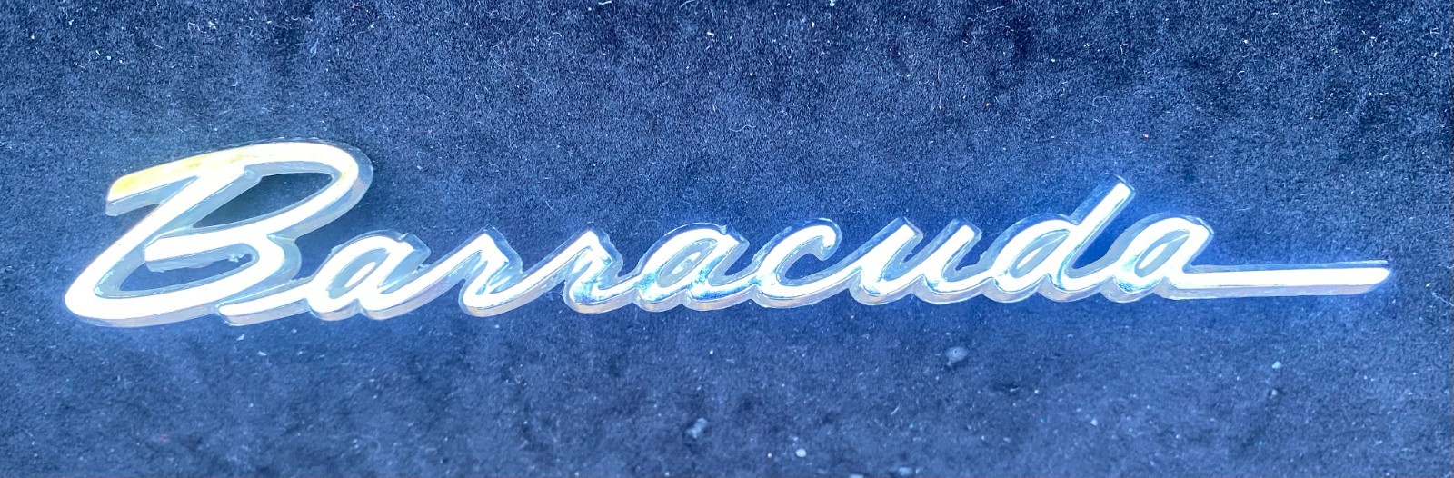 1968 Plymouth Barracuda Cuda Fender Script Emblem 2786559 2898938 OEM Mopar