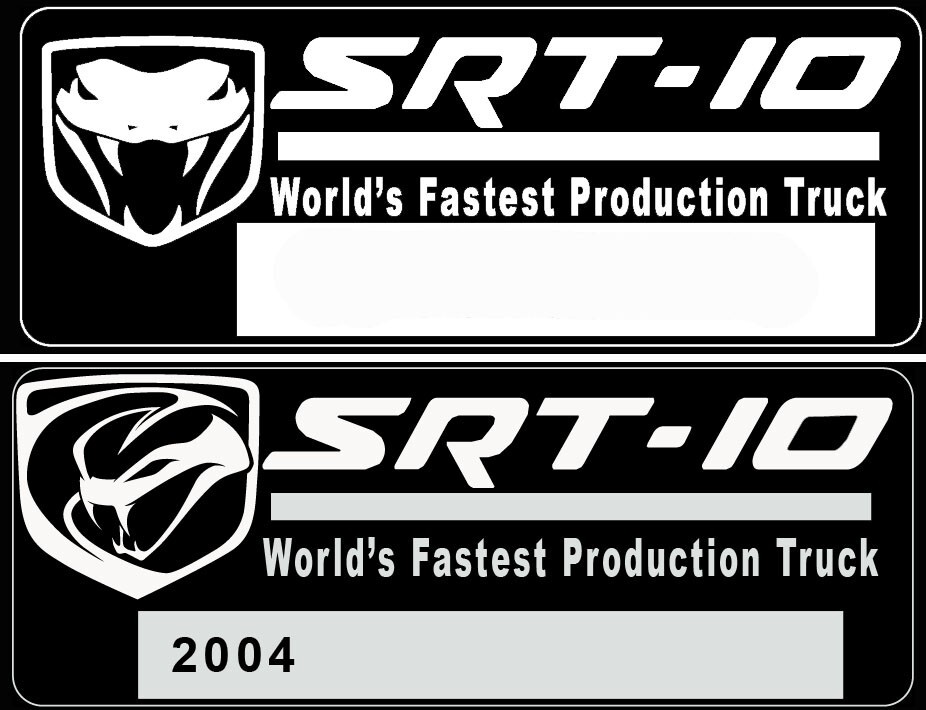 Dodge Ram SRT-10 Fastest Production Truck AL Plate Tag Vehicle # Free V10 Viper