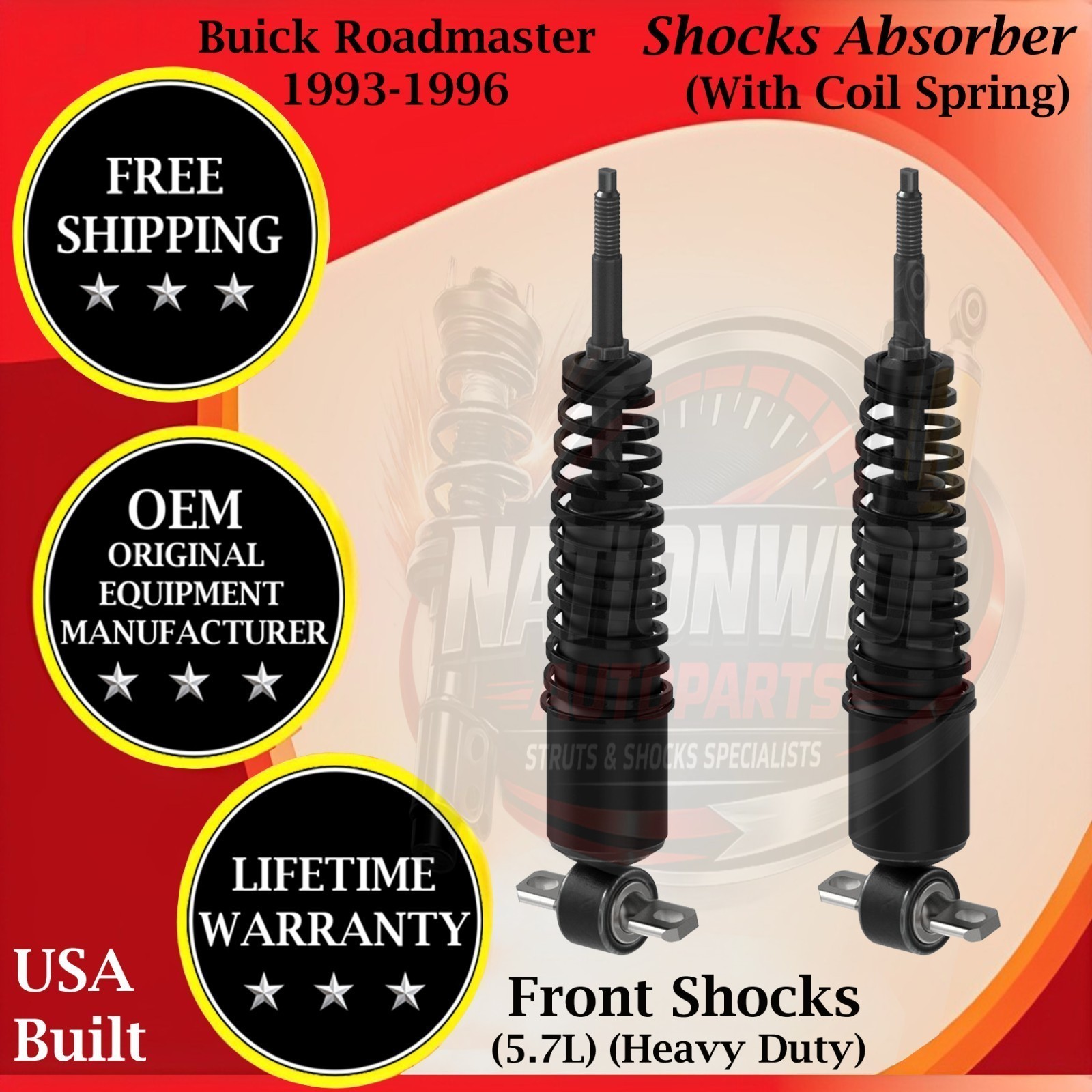 Monroe OEM Front Shocks With Coil For 1993-1996 Buick Roadmaster Lifetime Warran